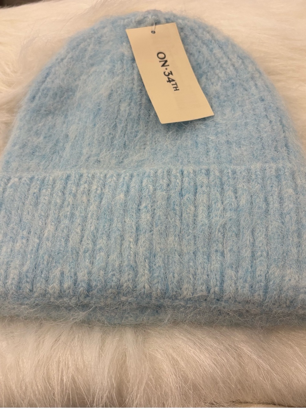 On 34th Solid Brushed Beanie, Light Blue Kids Cozy Light Blue Knit Beanie